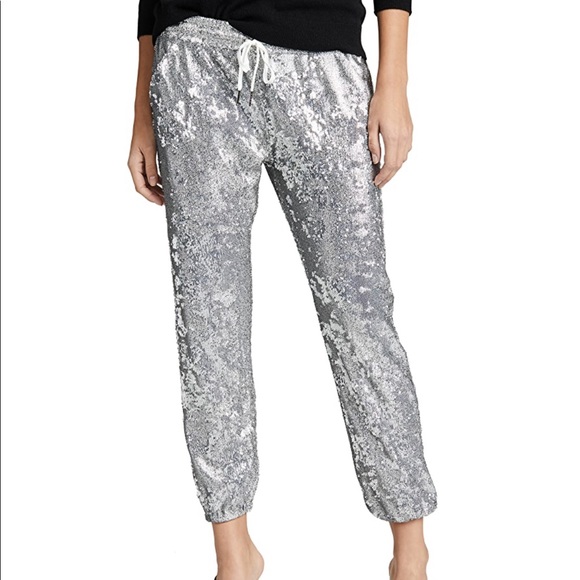 NWT David Lerner silver sequin lounge jogger size XS - Picture 9 of 12